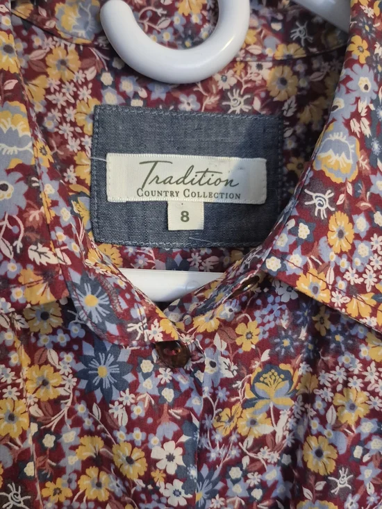 Vintage Floral Button-Up Blouse Size 8 | Cottagecore Burgundy Multi-Color Shirt - Picture 4 of 10